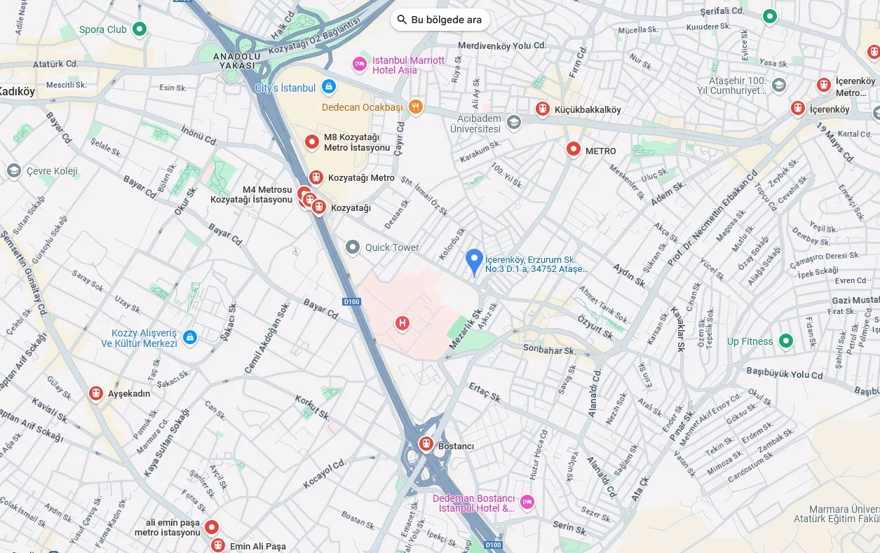 Kozyatağı, Küçükbakkalköy ve Bostancı Metrolarına Yürüme mesafesinde Yakınlıktayız.​